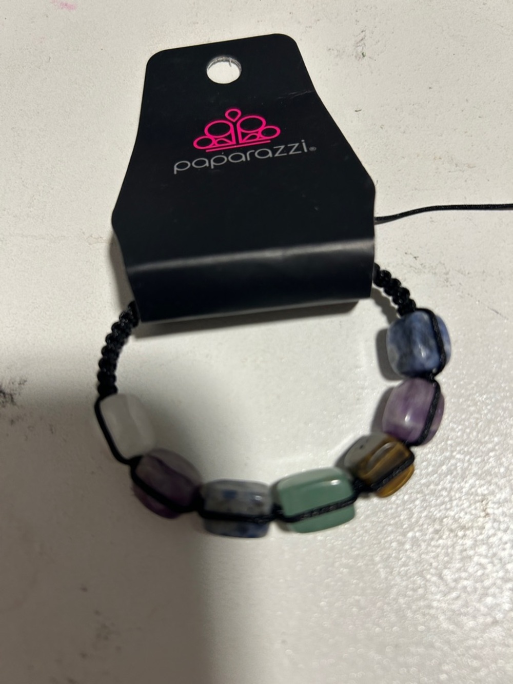 Paparazzi Multicolor Chunky Bead Bracelet in Blue, Purple, Green, White, Amber
